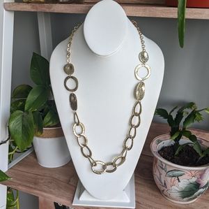 Long Hammered Silver-toned Open Chain Necklace